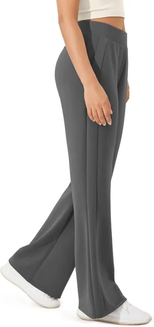 ODODOS Women's Modal Soft Mini Flared Pants with Pockets High Waist Pull-On Casual Lounge Pants-29/31" Inseam