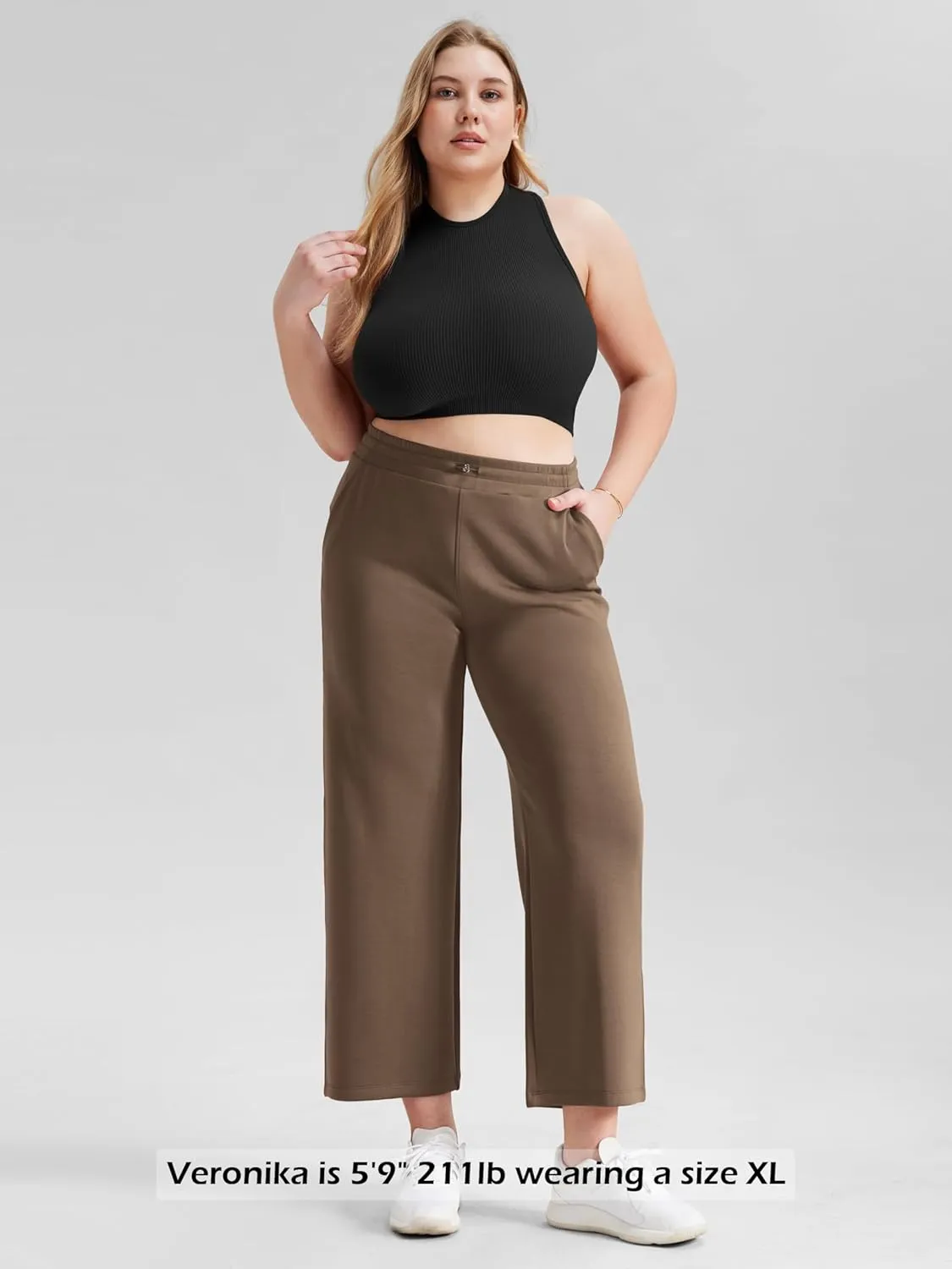 ODODOS Women's Modal Soft Wide Leg Pants with Pockets Adjustable Shockcord High Waist Casual Lounge Pants-27/29/31" Inseam