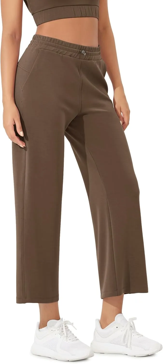 ODODOS Women's Modal Soft Wide Leg Pants with Pockets Adjustable Shockcord High Waist Casual Lounge Pants-27/29/31" Inseam