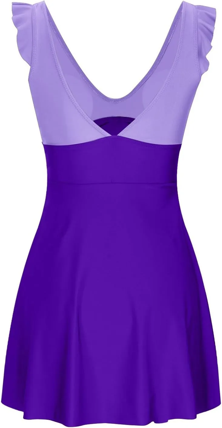 One Piece Swimdress Swimsuits for Women Tummy Control Swim Dresses Skirt Bathing Suit Athletic Skirted Swimsuit