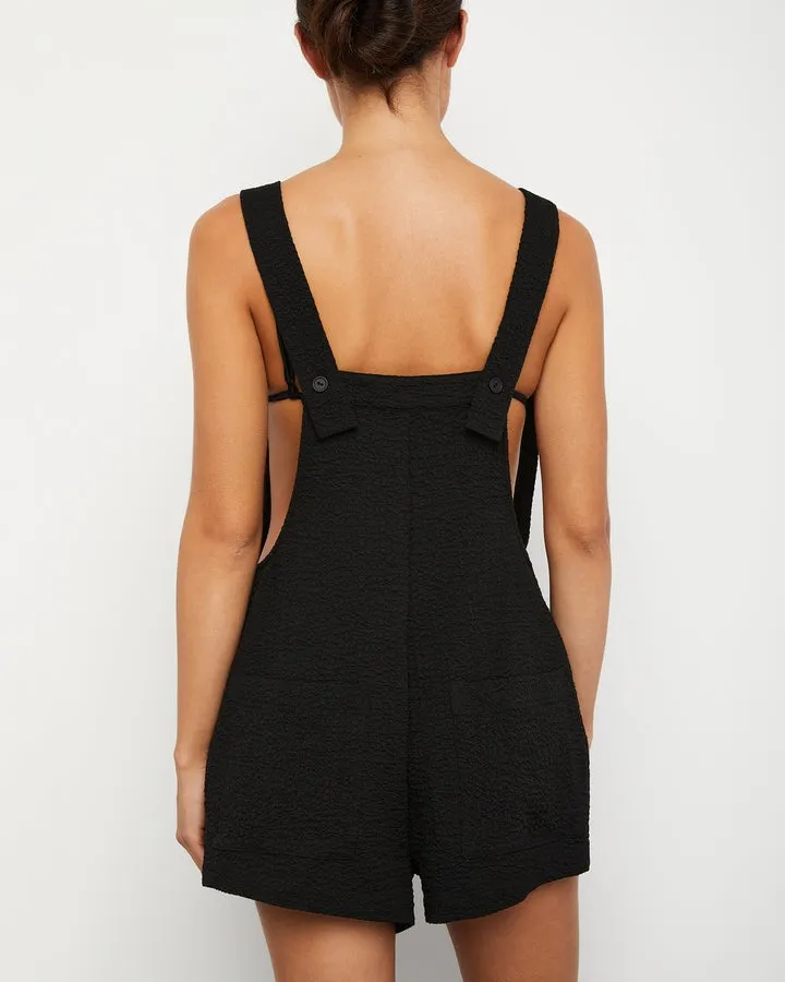 ONIA WOMENS PULL ON CRINKLE GAUZE ROMPER - BLACK