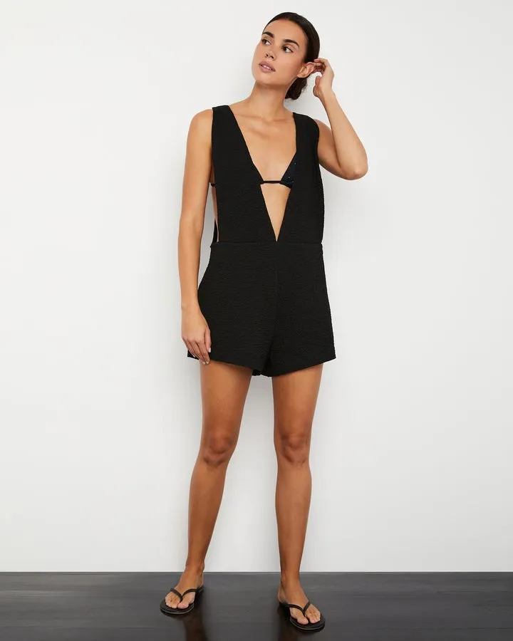 ONIA WOMENS PULL ON CRINKLE GAUZE ROMPER - BLACK