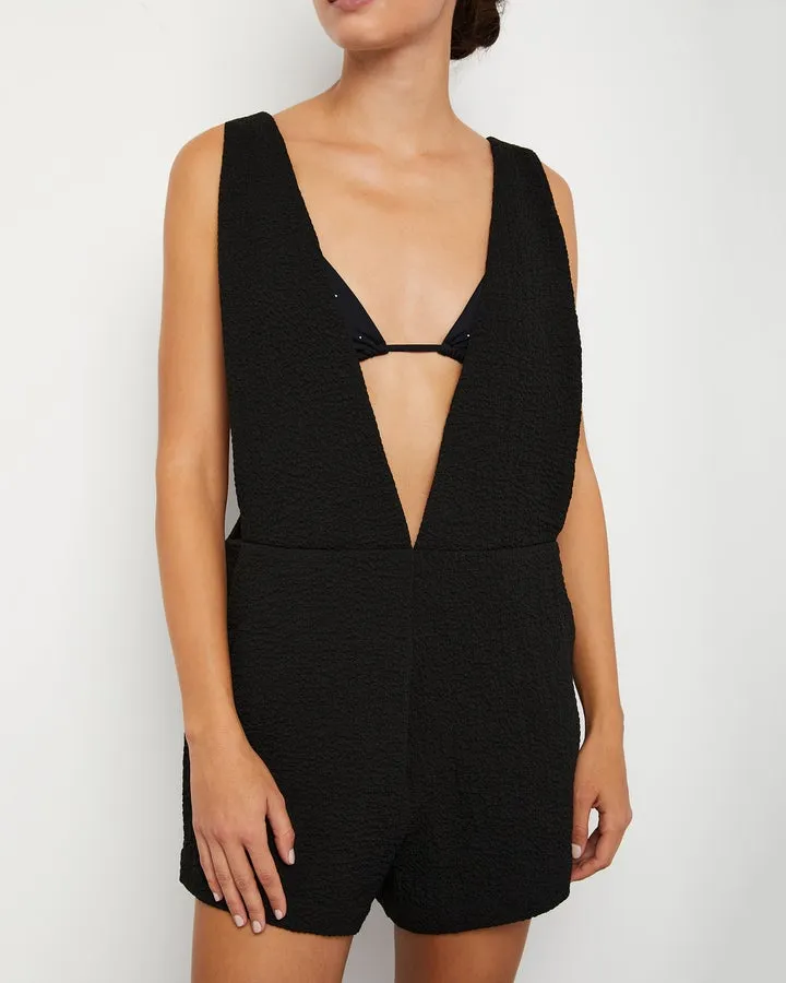 ONIA WOMENS PULL ON CRINKLE GAUZE ROMPER - BLACK
