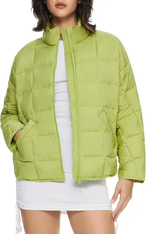 Orolay Women's Cropped Puffer Jacket Quilted Lightweight Oversized Down Coat Zip Up Spring Short Padded Outwear