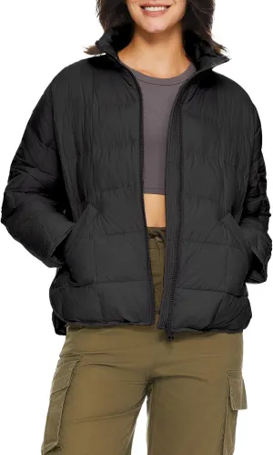 Orolay Women's Cropped Puffer Jacket Quilted Lightweight Oversized Down Coat Zip Up Spring Short Padded Outwear