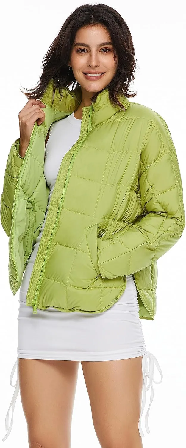 Orolay Women's Cropped Puffer Jacket Quilted Lightweight Oversized Down Coat Zip Up Spring Short Padded Outwear
