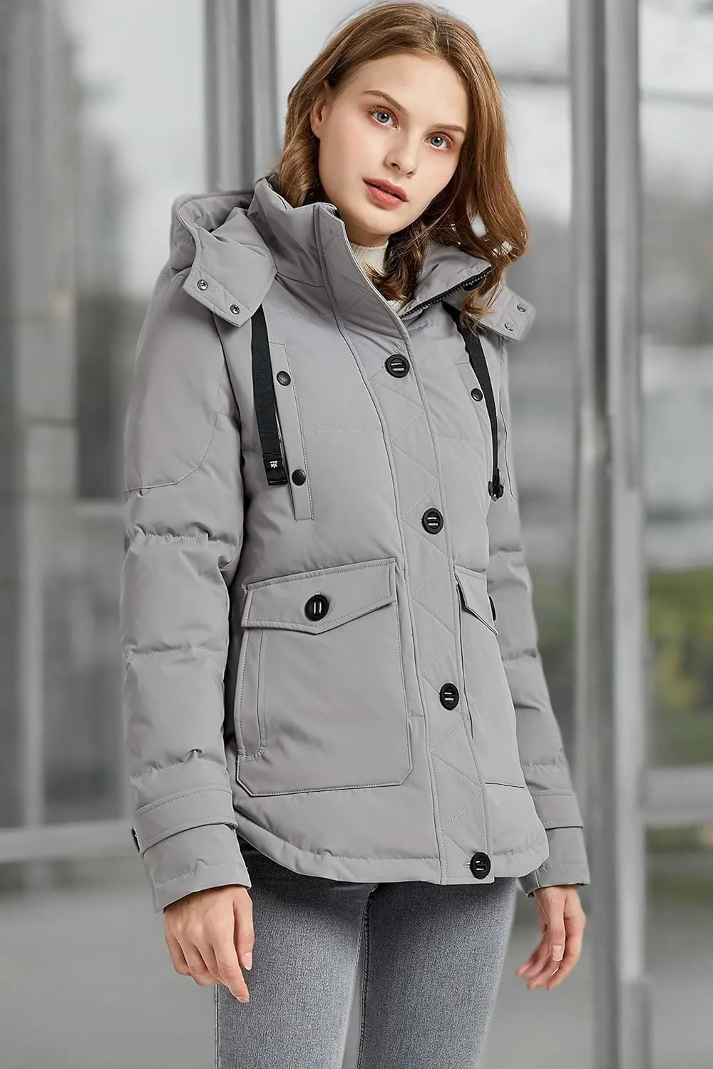 Orolay Women's Hooded Down Jacket Winter Coat Puffer Jacket with Pockets