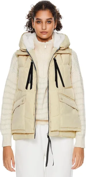 Orolay Women's Metallic Down Vest - Fashion Cropped Sleeveless Puffer Jacket Lightweight Shiny Hooded Gilet with Pockets