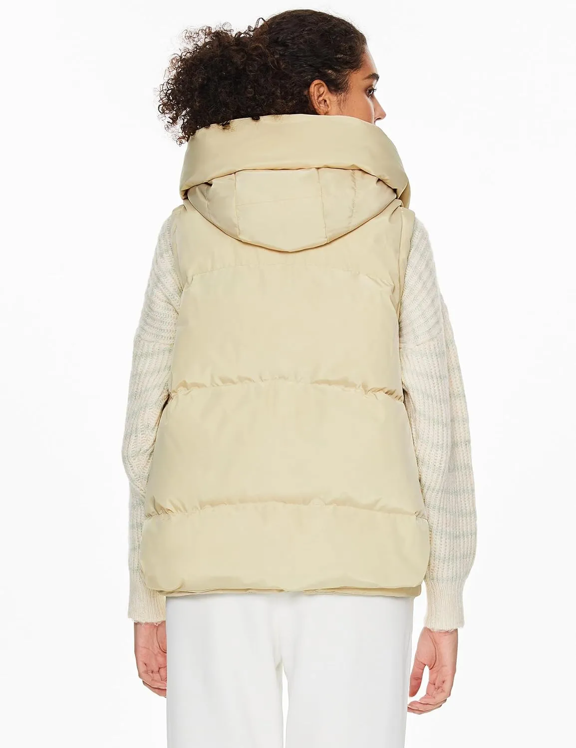 Orolay Women's Metallic Down Vest - Fashion Cropped Sleeveless Puffer Jacket Lightweight Shiny Hooded Gilet with Pockets