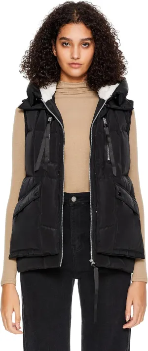 Orolay Women's Metallic Down Vest - Fashion Cropped Sleeveless Puffer Jacket Lightweight Shiny Hooded Gilet with Pockets