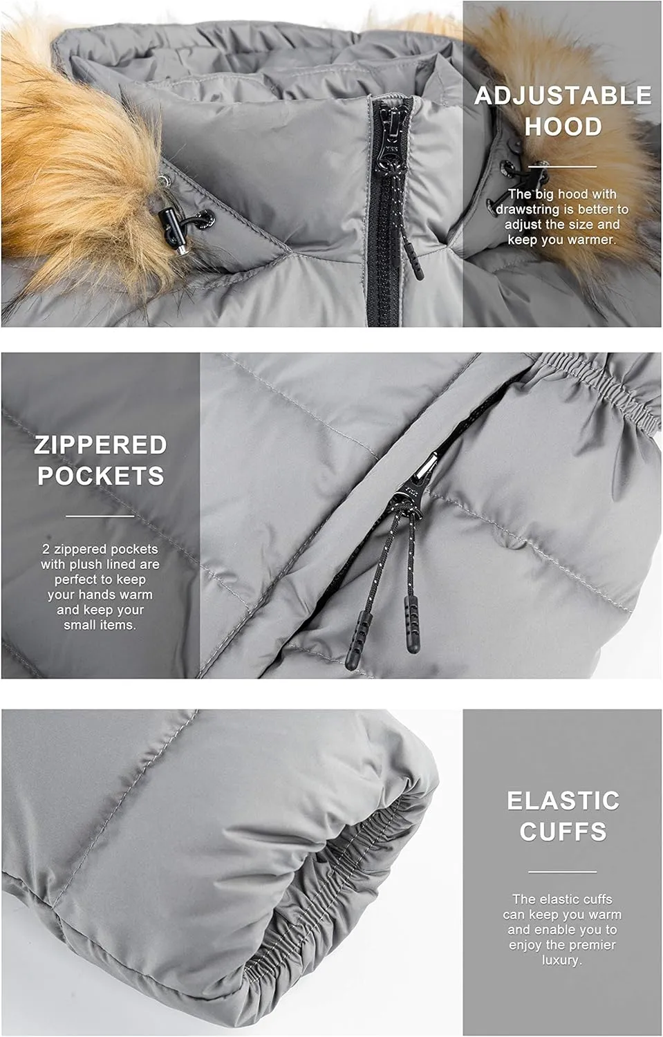 Orolay Women's Winter Down Coat Inner Pocket Snap Puffer Jacket with Fur Hood