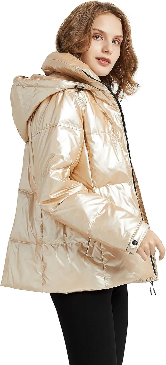 Orolay Women's Winter Down Coat Metallic Hooded Puffer Jacket