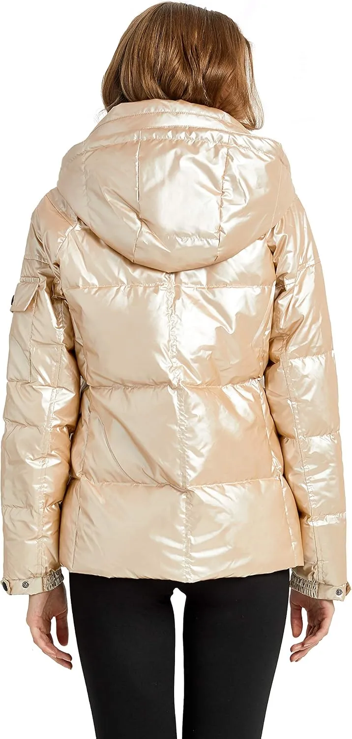 Orolay Women's Winter Down Coat Metallic Hooded Puffer Jacket