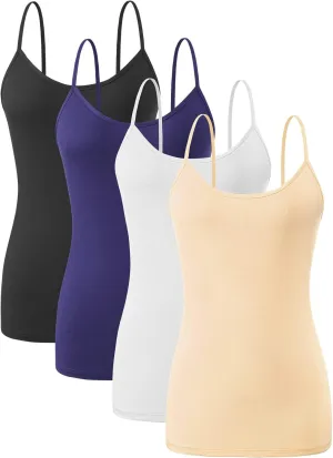 Orrpally Basic Cami Tank Tops Women Lightweight Camisole Stretch Tank Top Adjustable 4-Pack