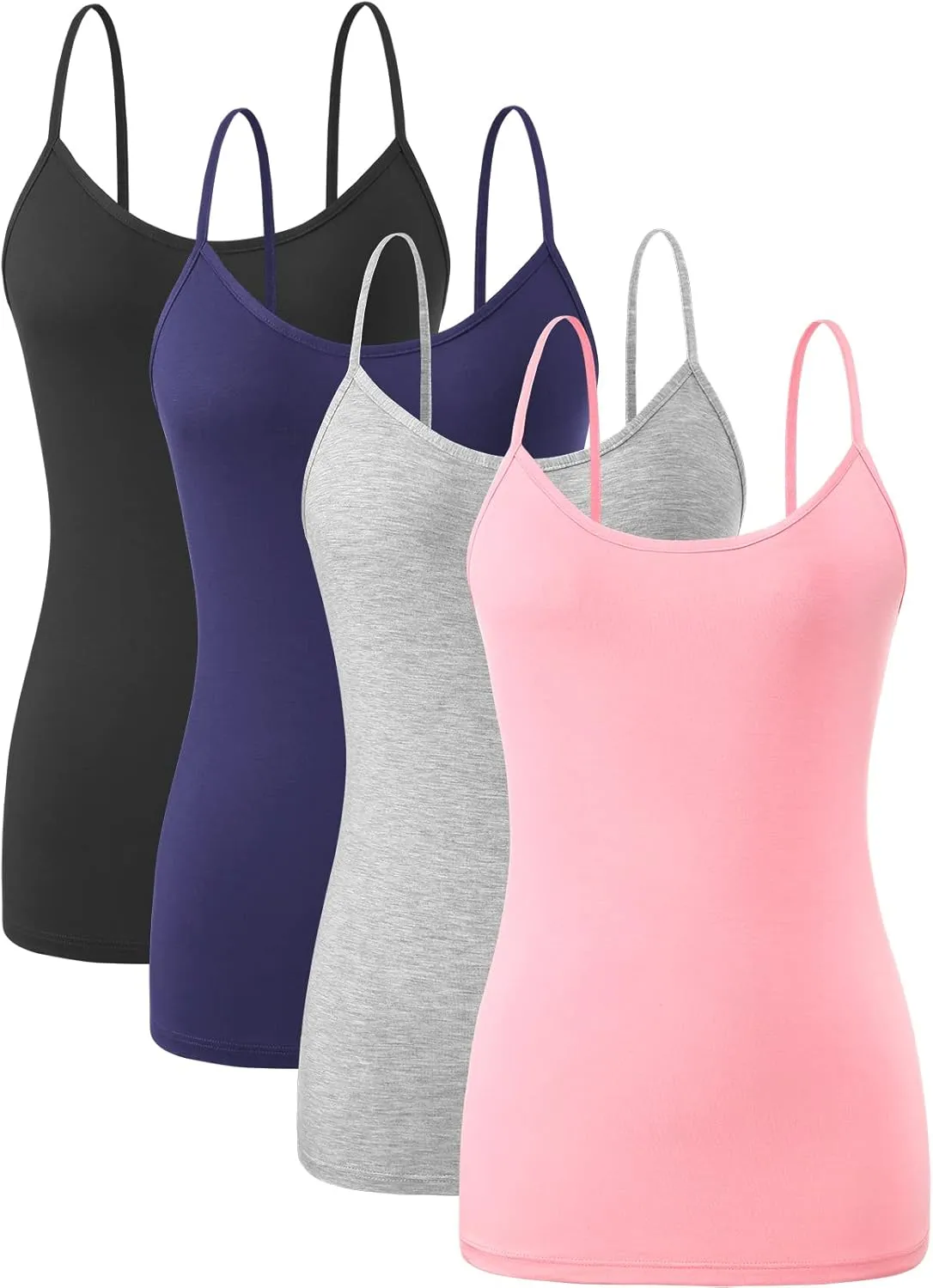 Orrpally Basic Cami Tank Tops Women Lightweight Camisole Stretch Tank Top Adjustable 4-Pack