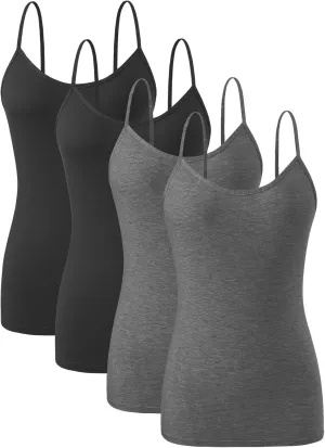 Orrpally Basic Cami Tank Tops Women Lightweight Camisole Stretch Tank Top Adjustable 4-Pack