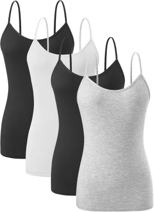 Orrpally Basic Cami Tank Tops Women Lightweight Camisole Stretch Tank Top Adjustable 4-Pack