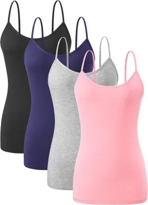 Orrpally Basic Cami Tank Tops Women Lightweight Camisole Stretch Tank Top Adjustable 4-Pack