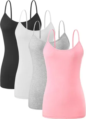 Orrpally Basic Cami Tank Tops Women Lightweight Camisole Stretch Tank Top Adjustable 4-Pack