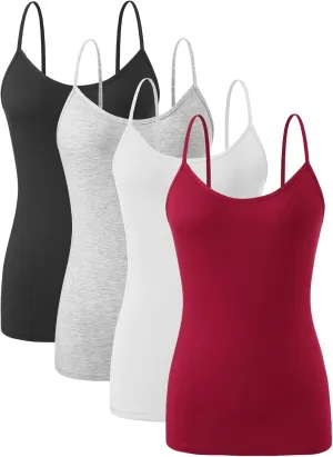 Orrpally Basic Cami Tank Tops Women Lightweight Camisole Stretch Tank Top Adjustable 4-Pack