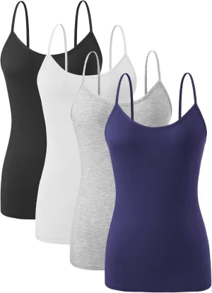 Orrpally Basic Cami Tank Tops Women Lightweight Camisole Stretch Tank Top Adjustable 4-Pack