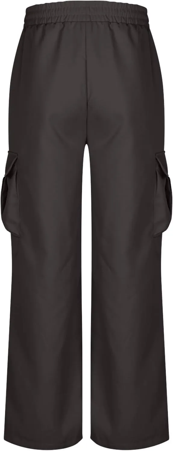 Outdoor Trousers for Men Casual Fashion Stretch Drawstring Pants Solid Color Loose Fit Comfy Pant with Multi Pockets