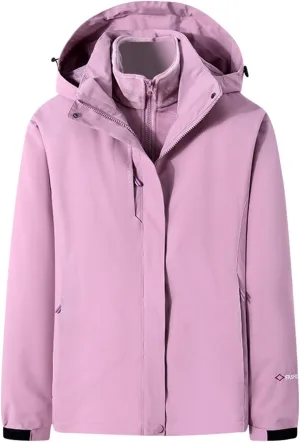 Outdoor Ventures Women'sLightweight Waterproof Fleece Lined Hooded Softshell Rain Jacket, Warm Windbreaker Long Coat