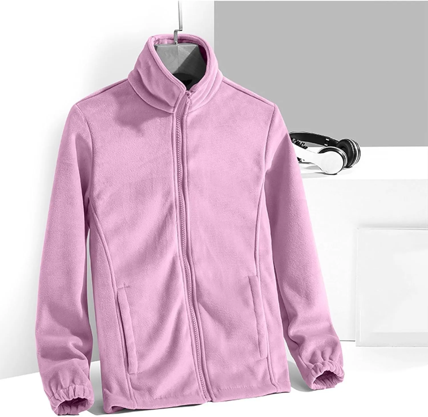 Outdoor Ventures Women'sLightweight Waterproof Fleece Lined Hooded Softshell Rain Jacket, Warm Windbreaker Long Coat