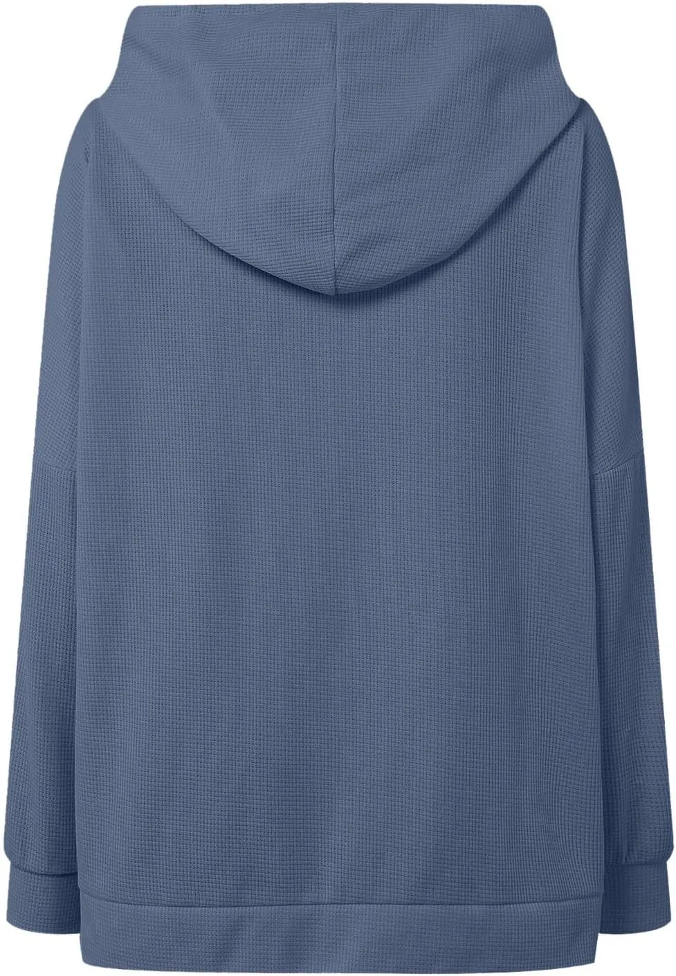 Oversized Hoodies for Women Waffle Knit Casual Long Sleeve Drawstring Side Slit Pullover Sweatshirt with Pocket