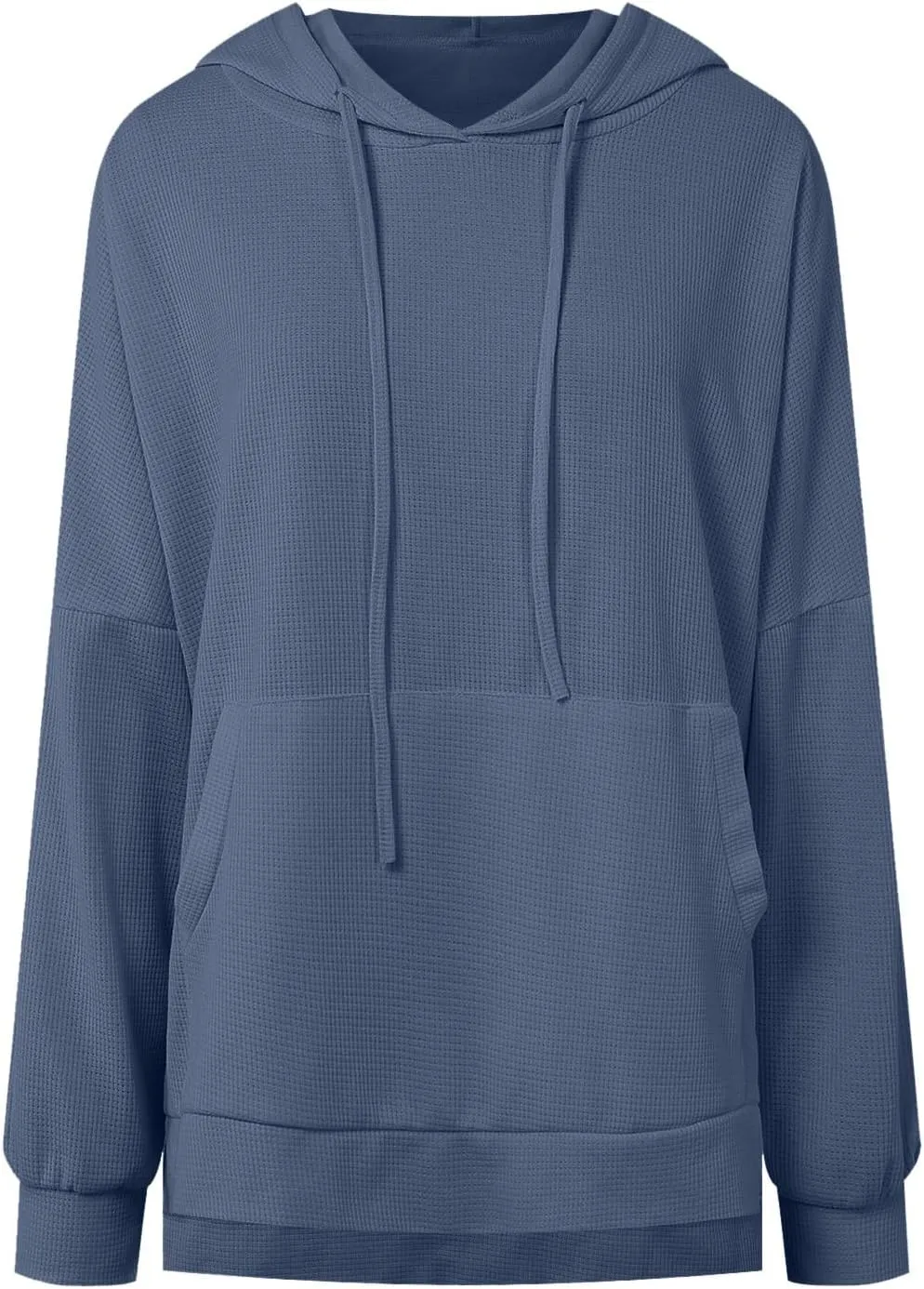 Oversized Hoodies for Women Waffle Knit Casual Long Sleeve Drawstring Side Slit Pullover Sweatshirt with Pocket