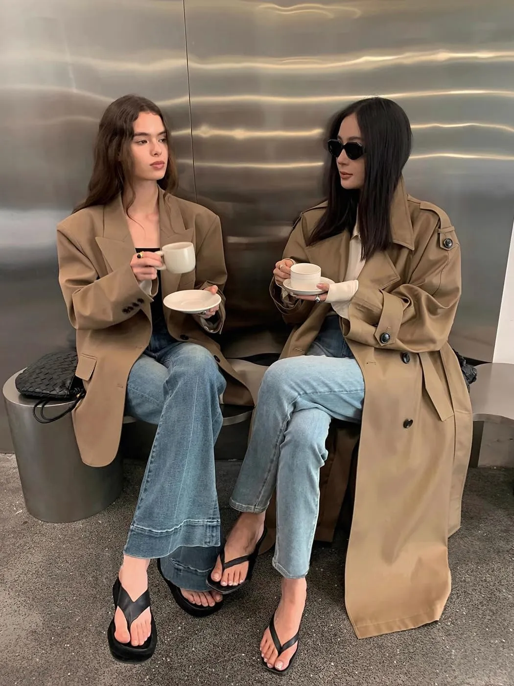 Oversized Long Womens Trench Coats Double-Breasted Duster Coat Windbreaker Overcoat for Women Spring Fall Outerwear