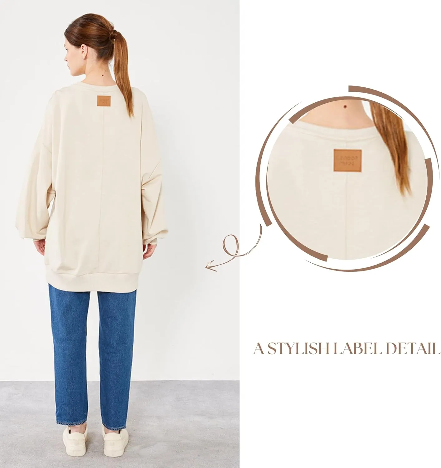 Oversized Sweatshirt for Women's | Basic Long Sleeve Crew Neck Tunic | Women Pullover Hoodies Tops