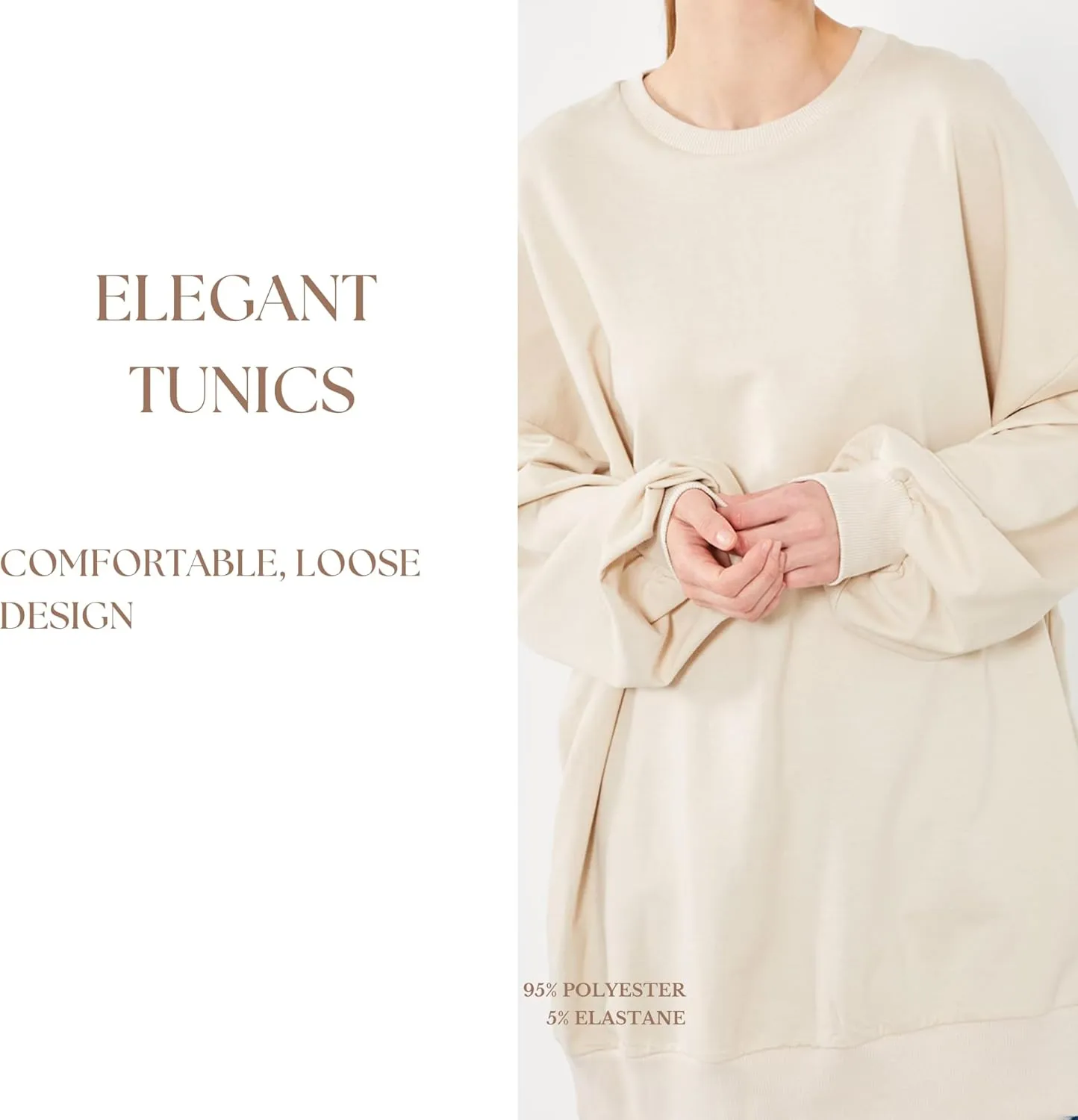 Oversized Sweatshirt for Women's | Basic Long Sleeve Crew Neck Tunic | Women Pullover Hoodies Tops