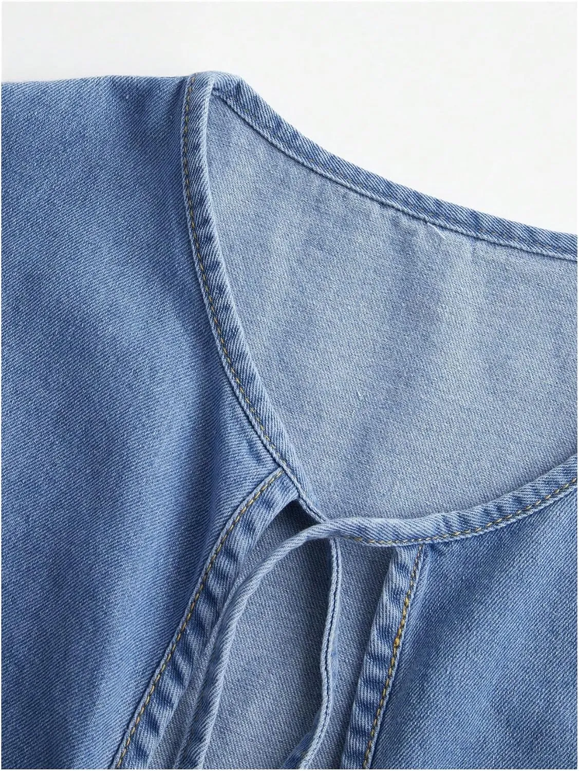 OYOANGLE Women's Plus Size Denim Tie Front Vest Sleeveless Crew Neck Ruffle Hem Jean Jackets