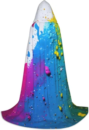Paint Splatter Backdrop Hooded Cloak Coat Winter Warm Long Cloak Cosplay Costumes Outerwear Carnivals Hoodies Capes