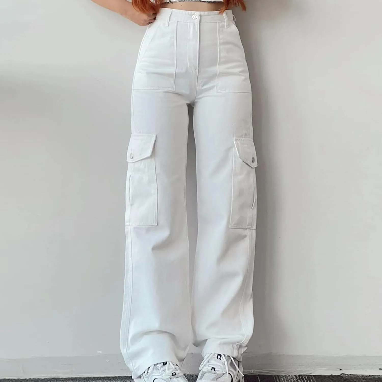 Parachute Pants Woman Loose Wide Leg High Waisted Work Cargo Sweatpants Workout Plus Size Camping Trousers with Pockets