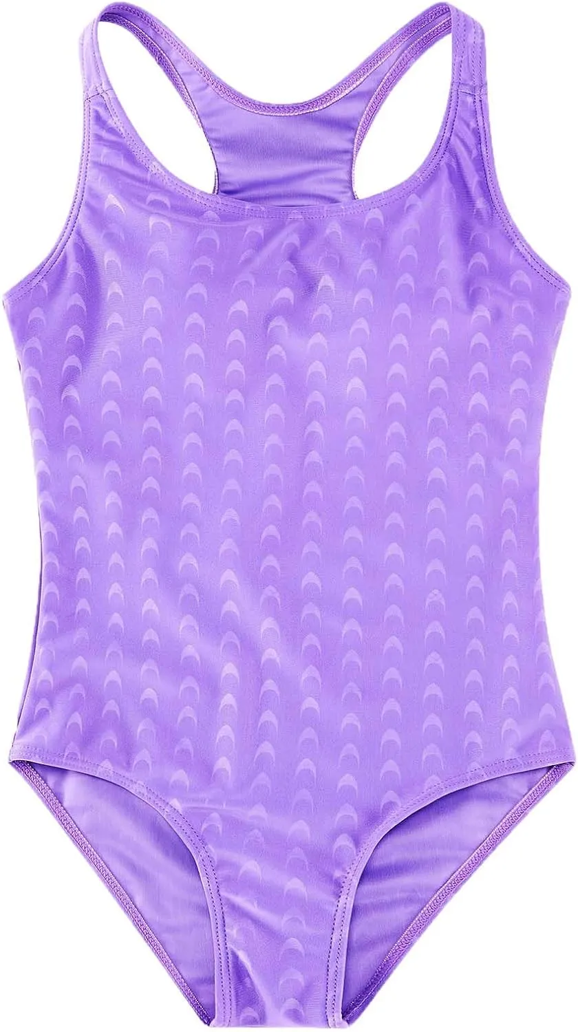 Patgoal Girls' One Piece Swimsuit Athletic Youth Girl's Swimsuit Kids Racerback Swimwear Thick Strap Beach Bathing Suit