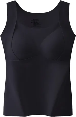 Patiyu Shop Built Bra, Camisole with Built-in Shelf Bra,2 in 1 Warming Vest with Built in Bra, Bra Tank Tops for Women