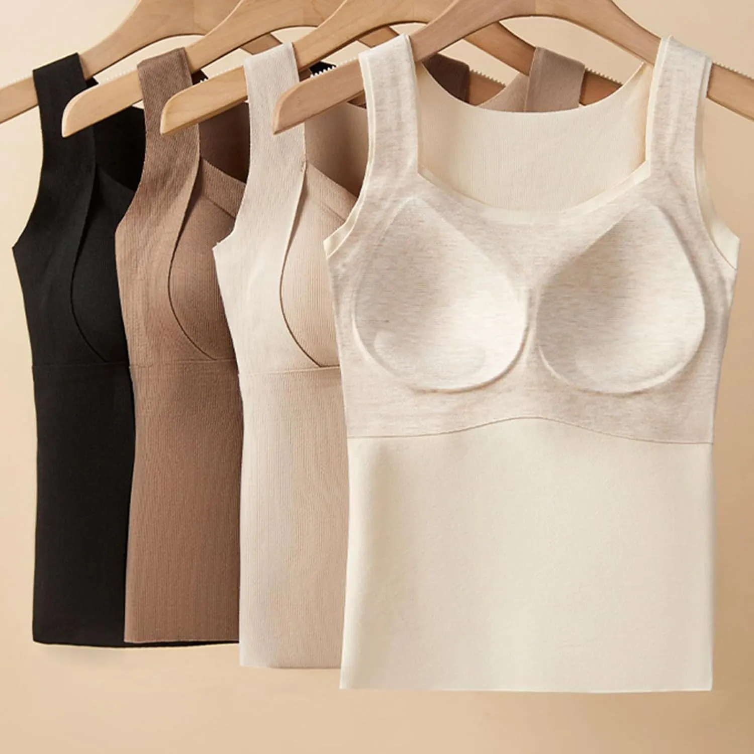Patiyu Shop Built Bra, Camisole with Built-in Shelf Bra,2 in 1 Warming Vest with Built in Bra, Bra Tank Tops for Women