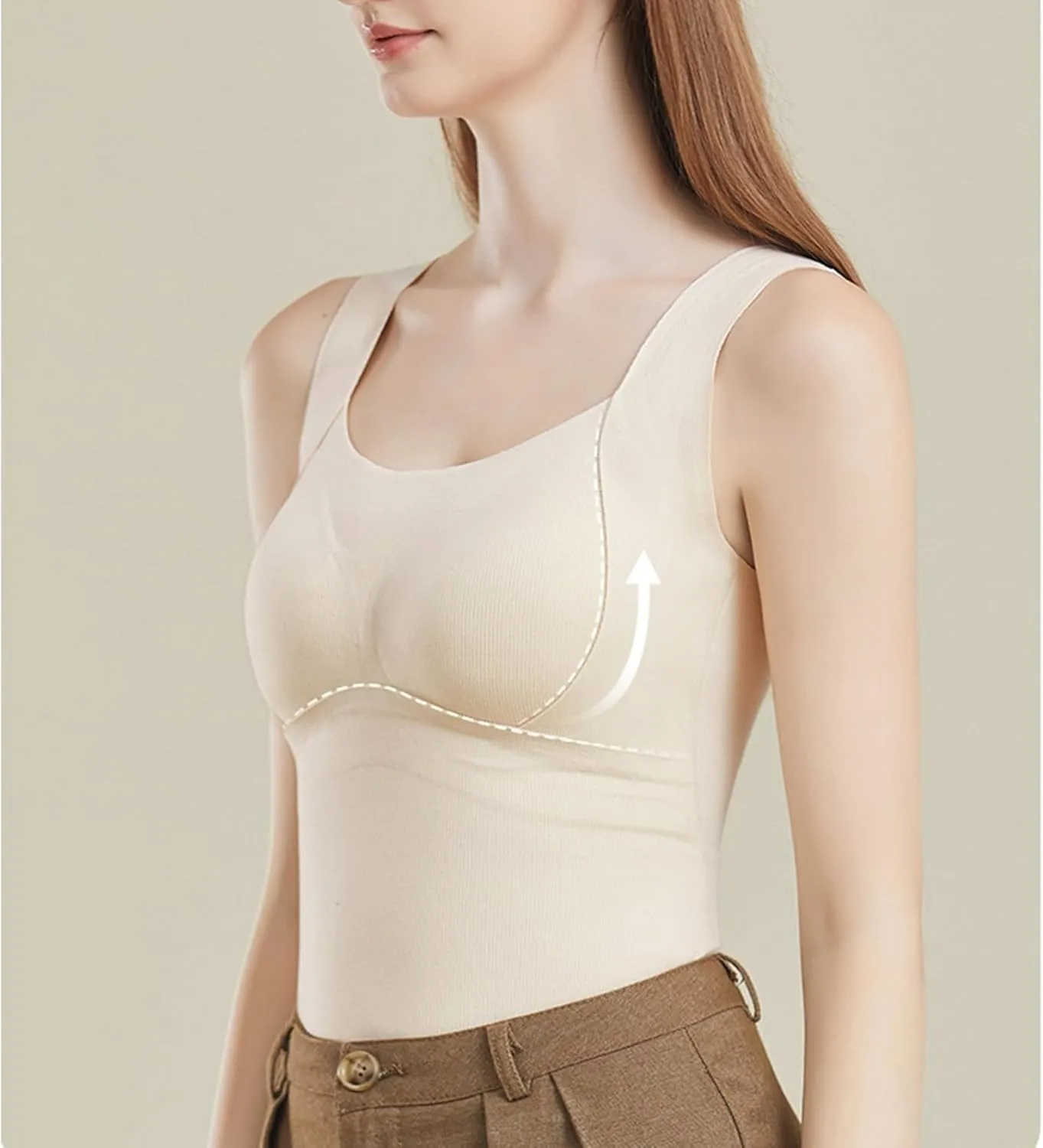Patiyu Shop Built Bra, Camisole with Built-in Shelf Bra,2 in 1 Warming Vest with Built in Bra, Bra Tank Tops for Women