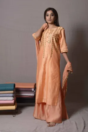 Peach Gota Patti Kurta with Plazzo