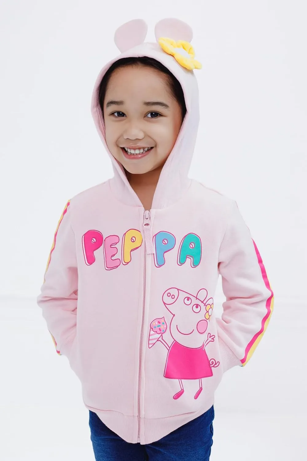 Peppa Pig Girls Fleece Zip Up Hoodie Toddler to Little Kid Sizes (2T - 7-8)
