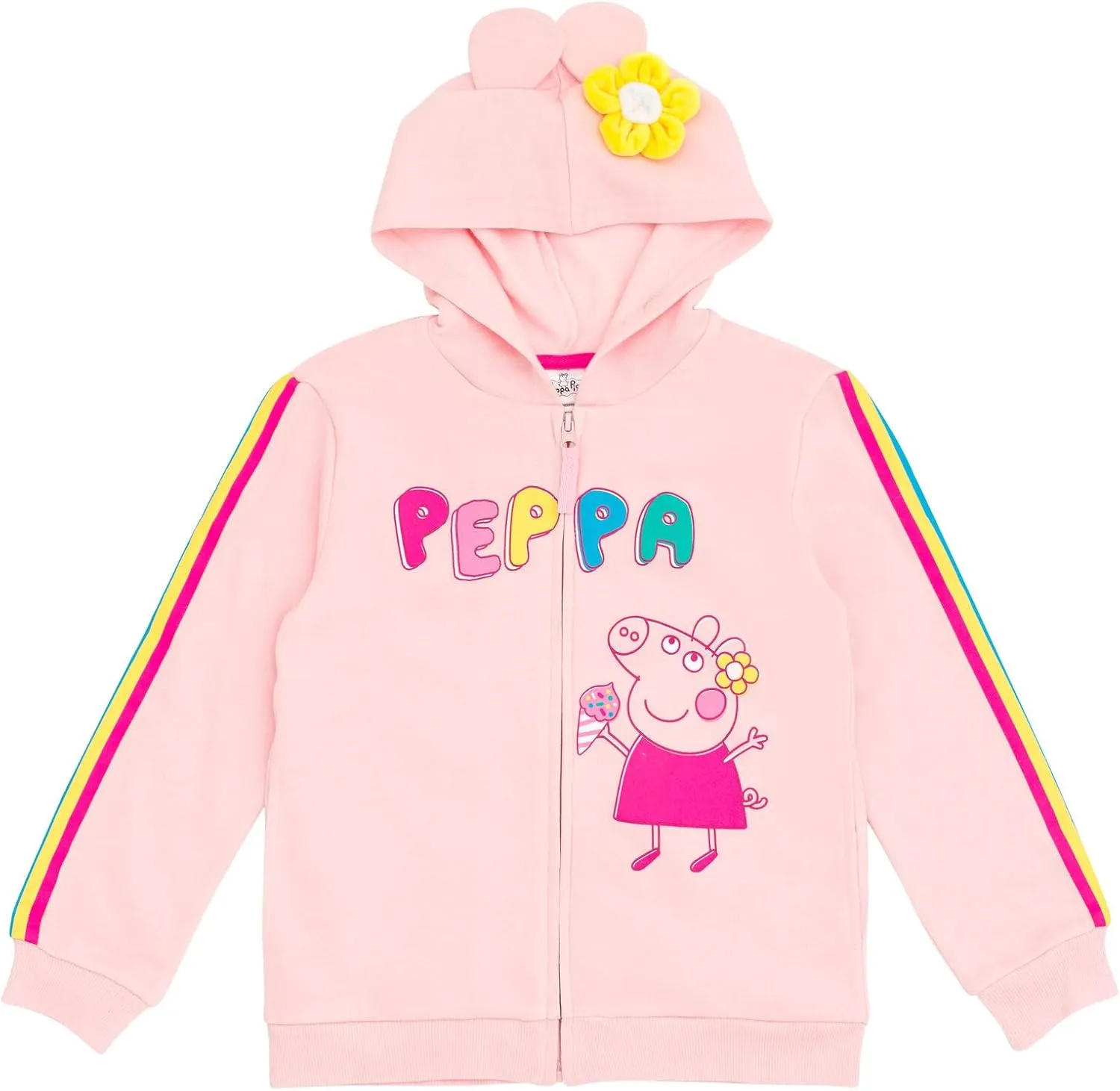 Peppa Pig Girls Fleece Zip Up Hoodie Toddler to Little Kid Sizes (2T - 7-8)