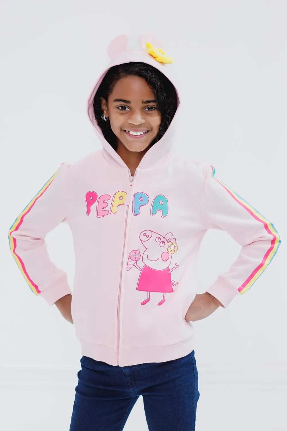 Peppa Pig Girls Fleece Zip Up Hoodie Toddler to Little Kid Sizes (2T - 7-8)