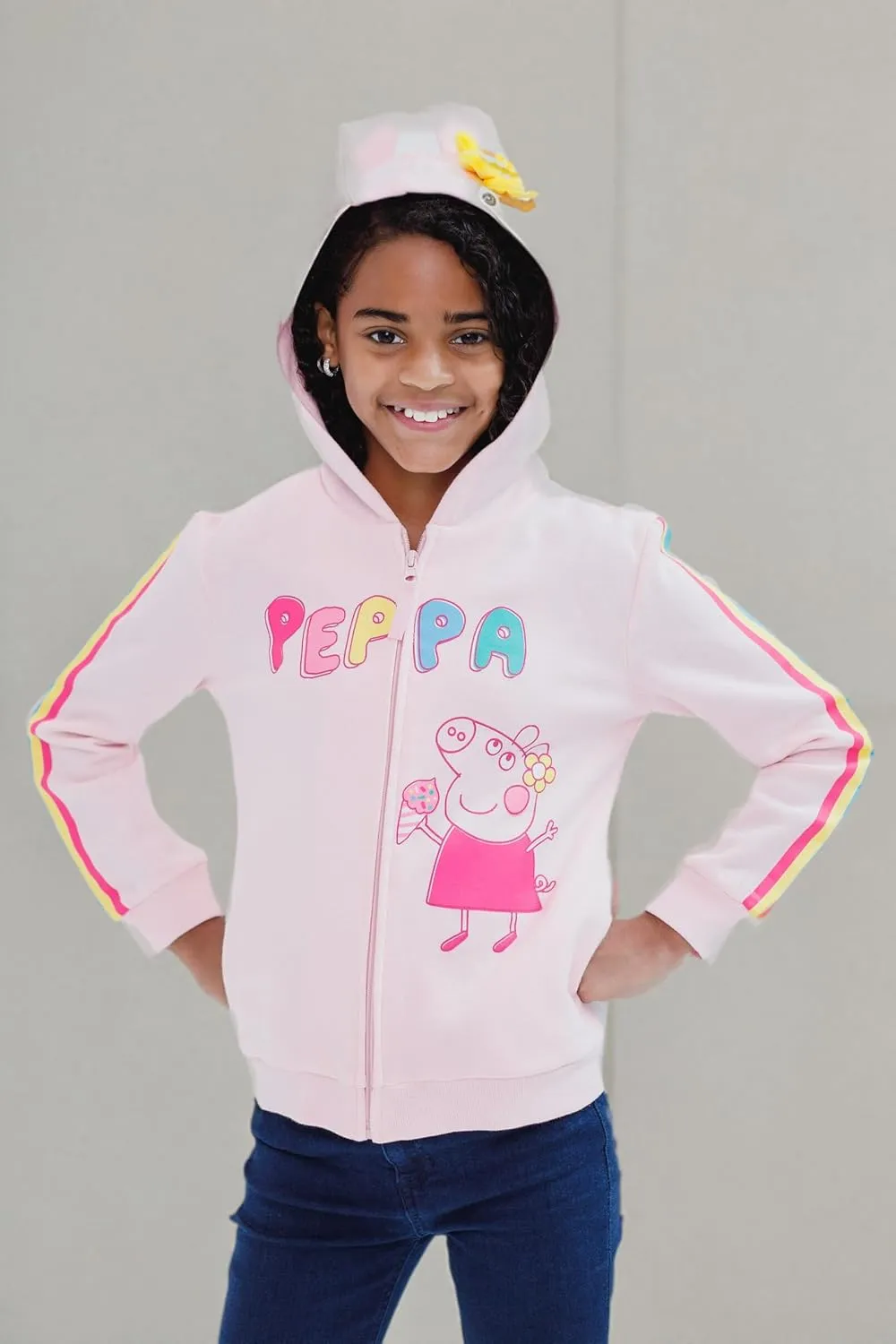Peppa Pig Girls Fleece Zip Up Hoodie Toddler to Little Kid Sizes (2T - 7-8)