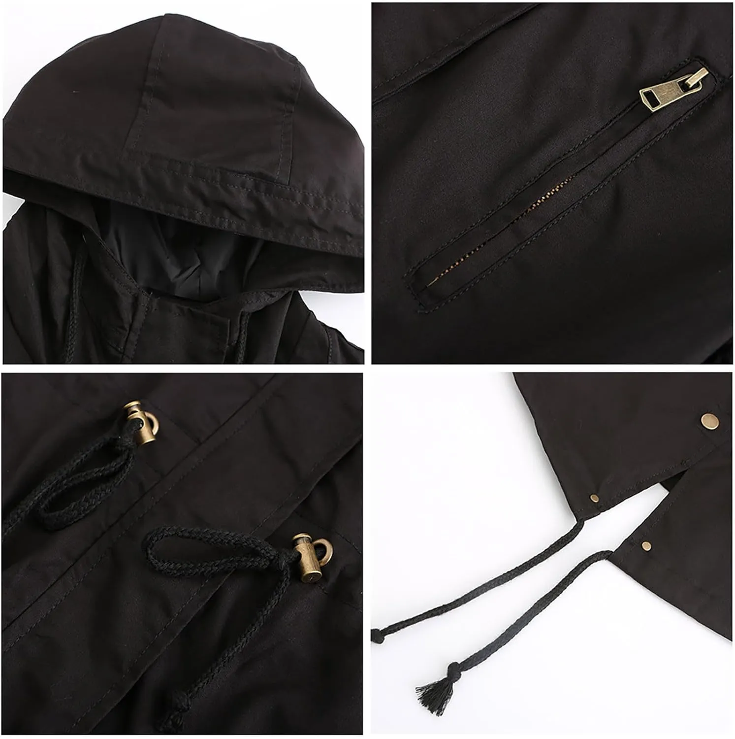 PeQAQ Rain Jackets for Women Waterproof Lightweight Windbreaker Jacket Womens Winter Rain Coats with Hood Cute Trench Coats