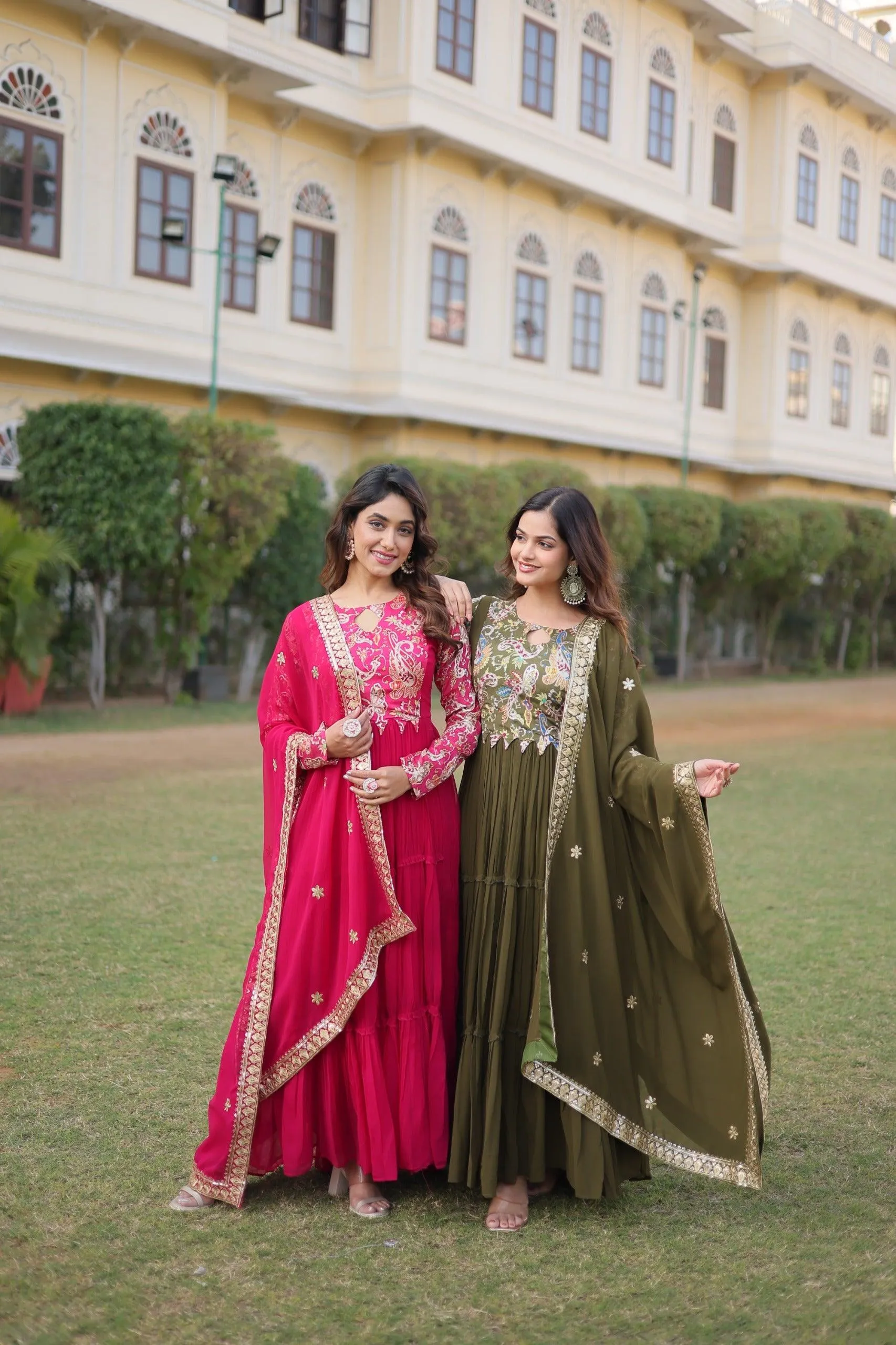 Pink Floral Fantasy Gown-Dupatta Collection