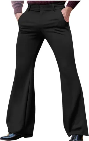 Plus Size Flared Pants for Men 2025 Fashion Vintage High Waist Business Trousers Casual Solid Color Work Office Pant