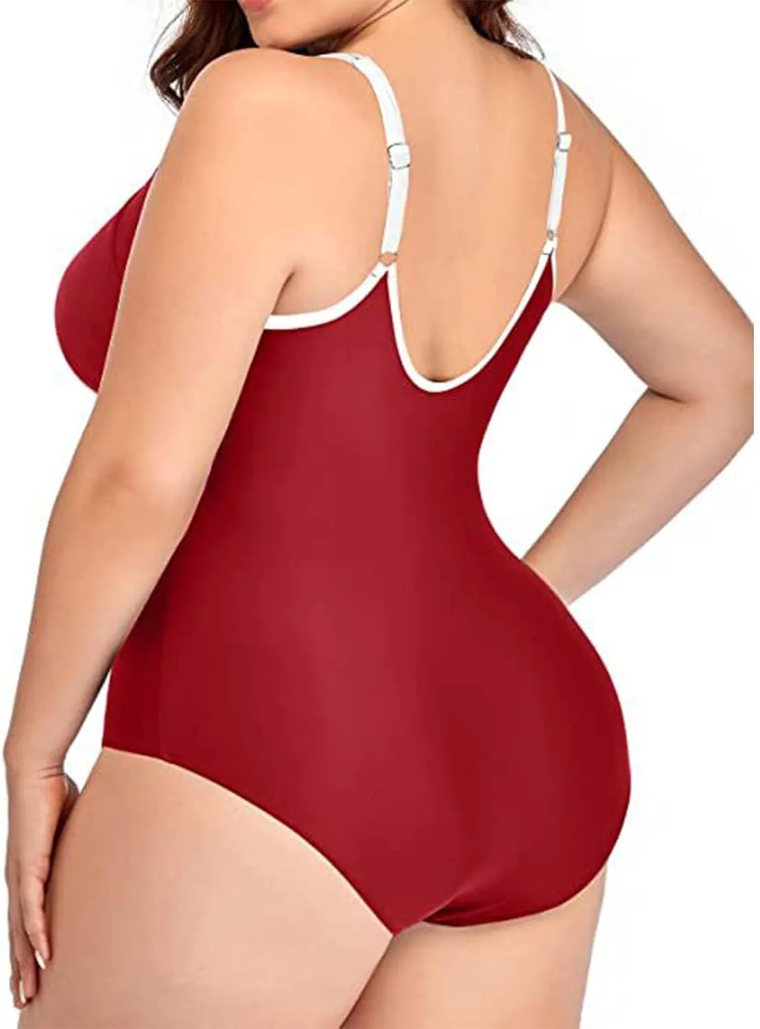 Plus Size Women Zipper One Piece Swimsuit Ruched Tummy Control Zip Front Bathing Suit Adjustable Surfing Swimwear