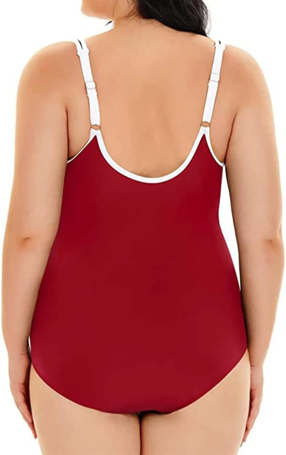 Plus Size Women Zipper One Piece Swimsuit Ruched Tummy Control Zip Front Bathing Suit Adjustable Surfing Swimwear